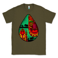 Army Green african masks teardrop  3 Classic Tee - BundleAndBundleShop