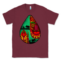 Burgundy african masks teardrop  3 Classic Tee - BundleAndBundleShop