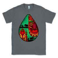 Charcoal Heather african masks teardrop  3 Classic Tee - BundleAndBundleShop