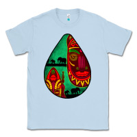 Dusty Blue african masks teardrop  3 Classic Tee - BundleAndBundleShop