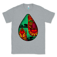 Heather Grey african masks teardrop  3 Classic Tee - BundleAndBundleShop