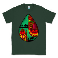 Sports Green african masks teardrop  3 Classic Tee - BundleAndBundleShop