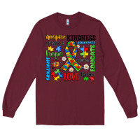 Burgundy autism awareness Long Sleeve Tee - JahusDesignShop