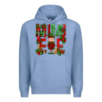 Colony Blue Mimi Elf with Knitting Christmas Premium Hoodie - BundleAndBundleShop