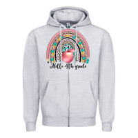 Heather Grey hello 4th grade Zipper Hoodie - JahusDesignShop