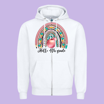 Hello 4th Grade Zipper Hoodie Designed By Jahusdesignshop