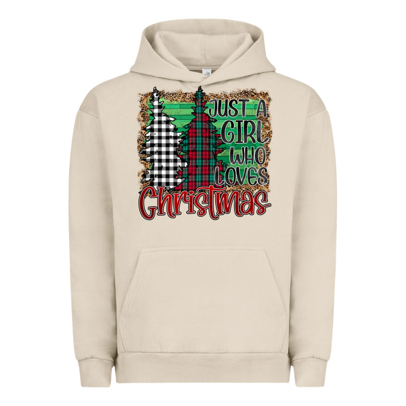 Womens Just A Girl Who Loves Christmas Funny Urban Hoodie by Bettercallsaul | Teevron