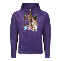 Cloud Purple Easter bunny and floral cross Vintage Hoodie - RanaPortraitStore