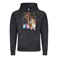 Vintage Black Easter bunny and floral cross Vintage Hoodie - RanaPortraitStore