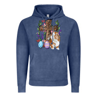 Vintage Denim Easter bunny and floral cross Vintage Hoodie - RanaPortraitStore