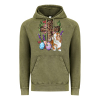 Vintage Olive Easter bunny and floral cross Vintage Hoodie - RanaPortraitStore