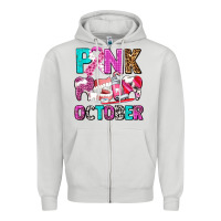 Dove Grey pink october Zipper Hoodie - AdoDesignShop