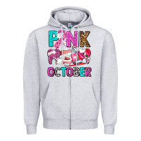 Heather Grey pink october Zipper Hoodie - AdoDesignShop