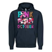 Navy pink october Zipper Hoodie - AdoDesignShop