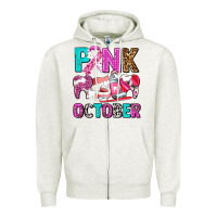 Oatmeal Heather pink october Zipper Hoodie - AdoDesignShop