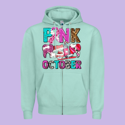 Pink October Zipper Hoodie Designed By Adodesignshop