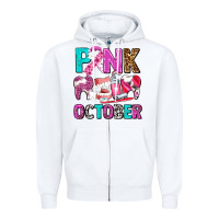 White pink october Zipper Hoodie - AdoDesignShop