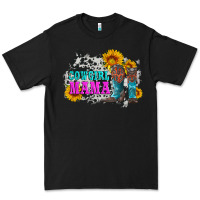 Black cowgirl mama with boots and sunflowers and cowhide Premium Tee - Artiststas