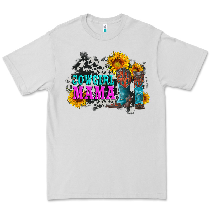 Cowgirl Mama With Boots And Sunflowers And Cowhide Premium Tee by Artiststas | Teevron
