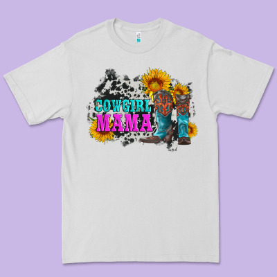 Cowgirl Mama With Boots And Sunflowers And Cowhide Premium Tee Designed By Artiststas