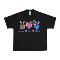 Black peace love stitch Urban Heavy Tee - texasbilliewilder