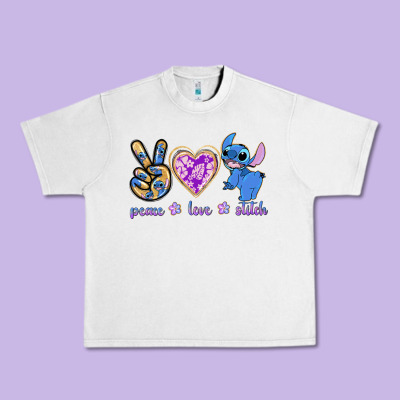Peace Love Stitch Urban Heavy Tee Designed By Texasbilliewilder