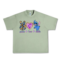 Oil Green peace love stitch Urban Heavy Tee - texasbilliewilder