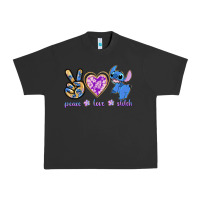 Pigment Black peace love stitch Urban Heavy Tee - texasbilliewilder