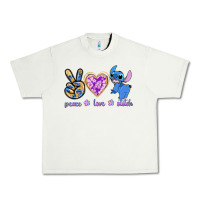Pistachio peace love stitch Urban Heavy Tee - texasbilliewilder