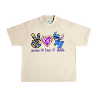 Sandshell peace love stitch Urban Heavy Tee - texasbilliewilder