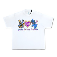 White peace love stitch Urban Heavy Tee - texasbilliewilder