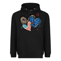 Black american flag leopard hearts Heavyweight Hoodie - MaliasSmallBusiness