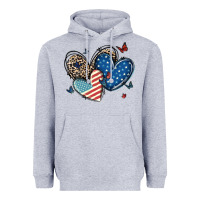 Heather Grey american flag leopard hearts Heavyweight Hoodie - MaliasSmallBusiness
