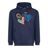 Navy american flag leopard hearts Heavyweight Hoodie - MaliasSmallBusiness