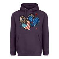 Plum american flag leopard hearts Heavyweight Hoodie - MaliasSmallBusiness