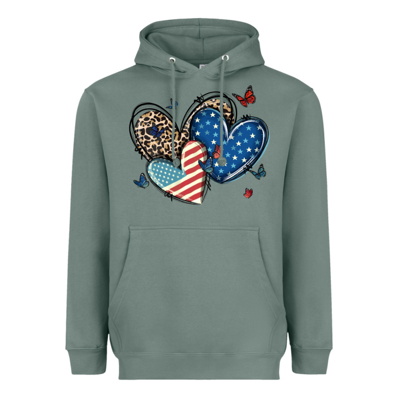 American Flag Leopard Hearts Heavyweight Hoodie by MaliasSmallBusiness | Teevron