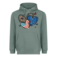 Sage american flag leopard hearts Heavyweight Hoodie - MaliasSmallBusiness