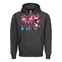 Charcoal Heather in october we wear pink cancer ribbon with teeth Zipper Hoodie - AdoDesignShop