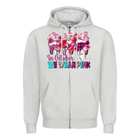 Dove Grey in october we wear pink cancer ribbon with teeth Zipper Hoodie - AdoDesignShop