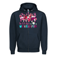 Navy in october we wear pink cancer ribbon with teeth Zipper Hoodie - AdoDesignShop