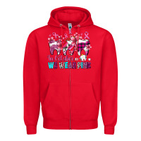 Red in october we wear pink cancer ribbon with teeth Zipper Hoodie - AdoDesignShop