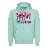 In October We Wear Pink Cancer Ribbon With Teeth Zipper Hoodie | Teevron