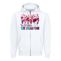White in october we wear pink cancer ribbon with teeth Zipper Hoodie - AdoDesignShop