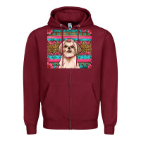 Burgundy shih tzu floral tumbler Zipper Hoodie - Artiststas