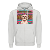 Dove Grey shih tzu floral tumbler Zipper Hoodie - Artiststas