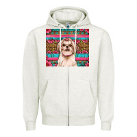 Oatmeal Heather shih tzu floral tumbler Zipper Hoodie - Artiststas
