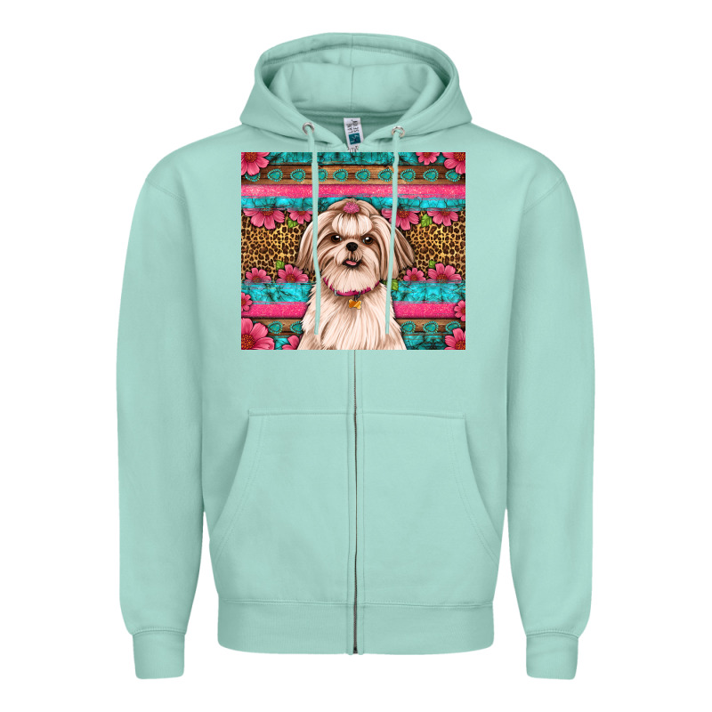 Shih Tzu Floral Tumbler Zipper Hoodie by Artiststas | Teevron