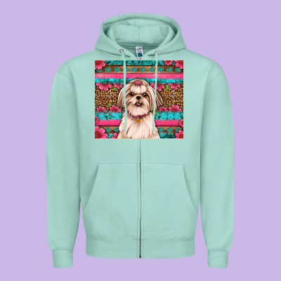 Shih Tzu Floral Tumbler Zipper Hoodie Designed By Artiststas