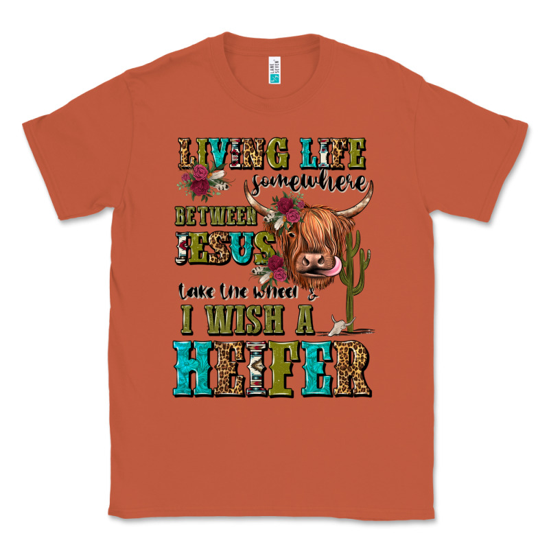 Living Life Somewhere Between Jesus Take The Wheel Classic Tee by JahusDesignShop | Teevron