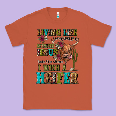 Living Life Somewhere Between Jesus Take The Wheel Classic Tee Designed By Jahusdesignshop